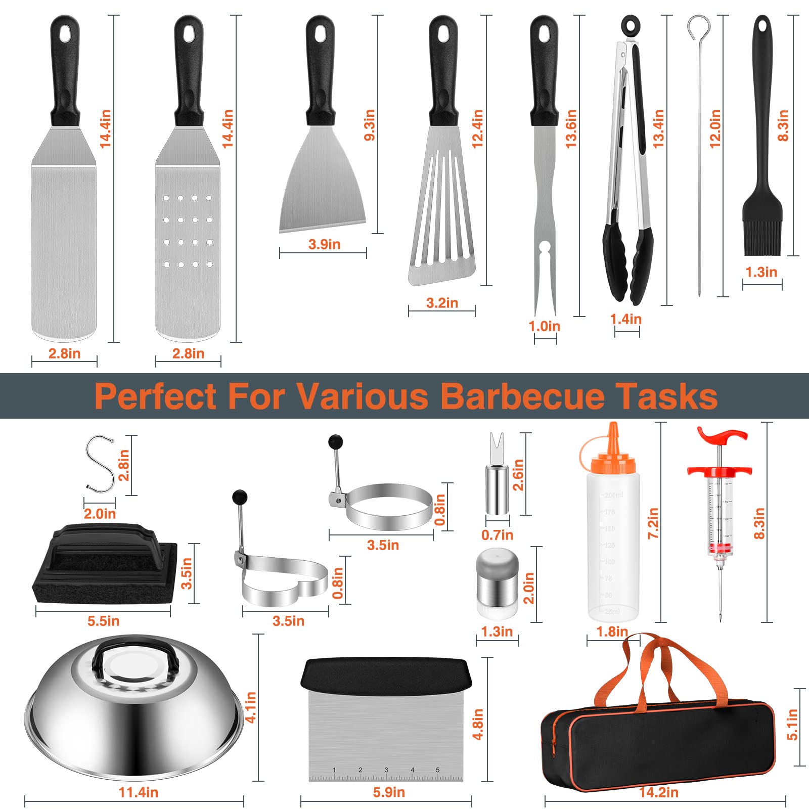 Aeekel Flat Top Grill Accessories, 37Pcs Blackstone Griddle Accessories Kit For Camp Chef, Bbq Grilling Gifts For Men Women, Pro